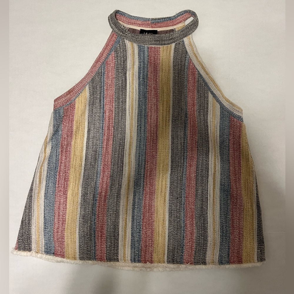 W5 by Anthropologie Multicolor Striped Fringed Hem Sleeveless Tank Top size XL